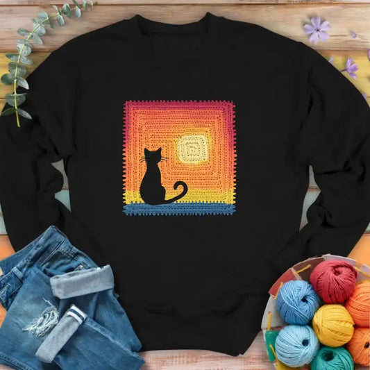 Cat Granny Square Sweatshirt