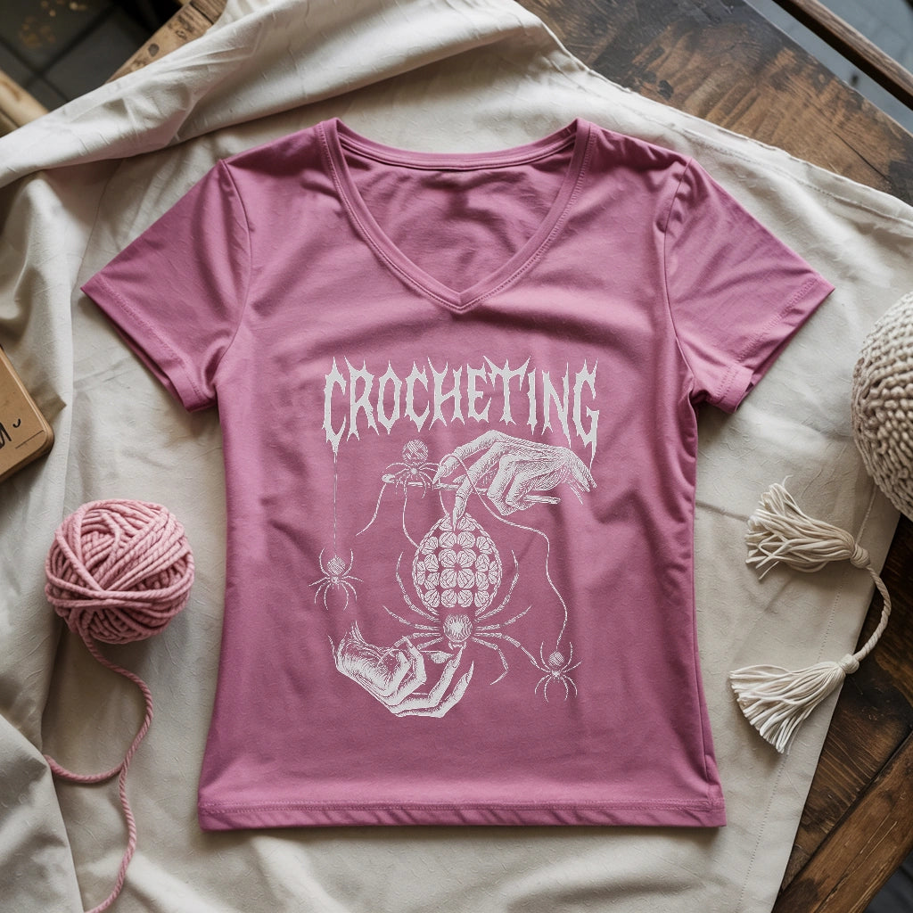 Gothic Crocheter Lady V-neck