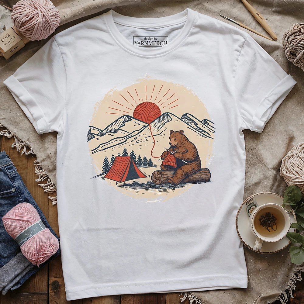 Bear Knitting In The Sun T-shirt