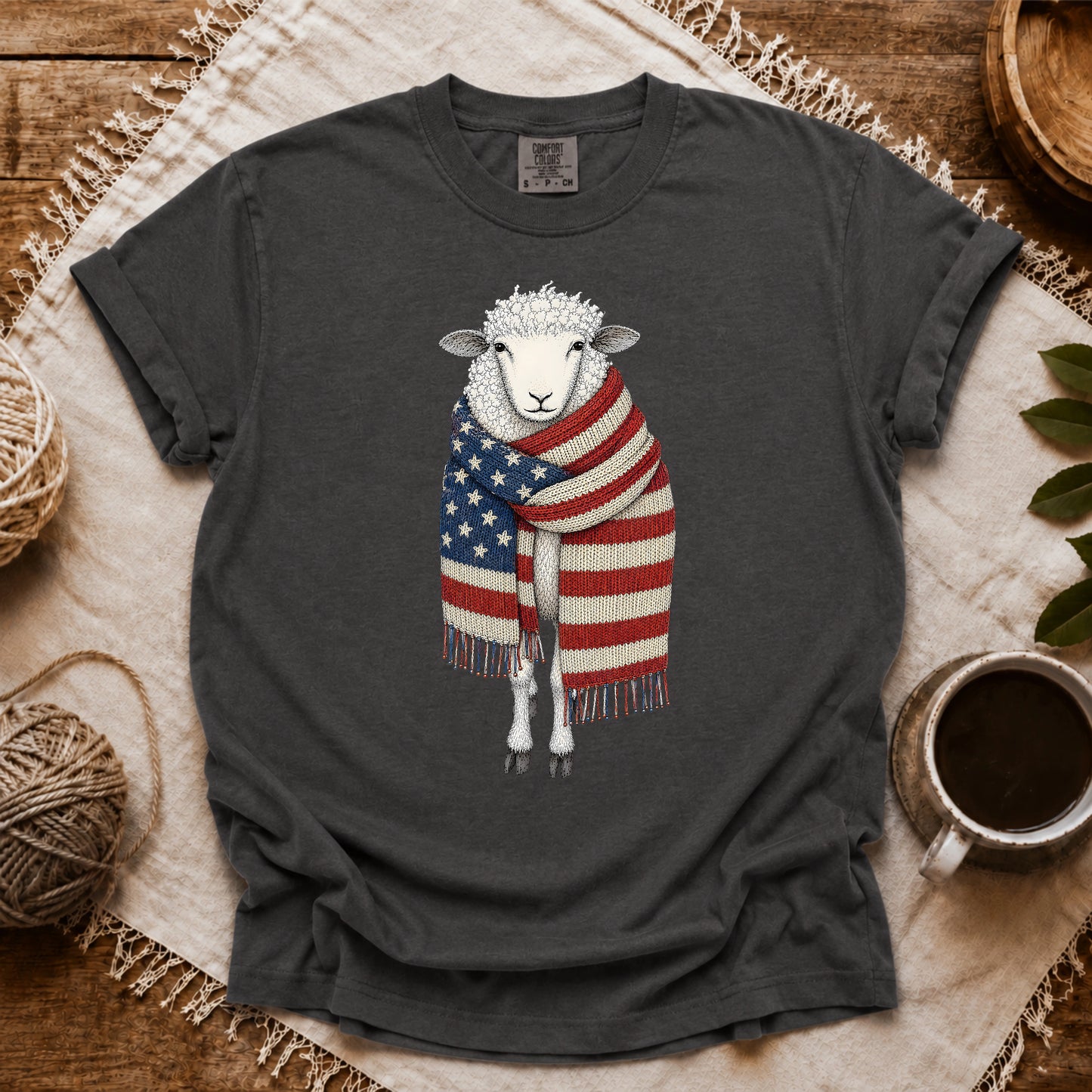 Comfort Colors Patriotic Knitting Sheep T-shirt