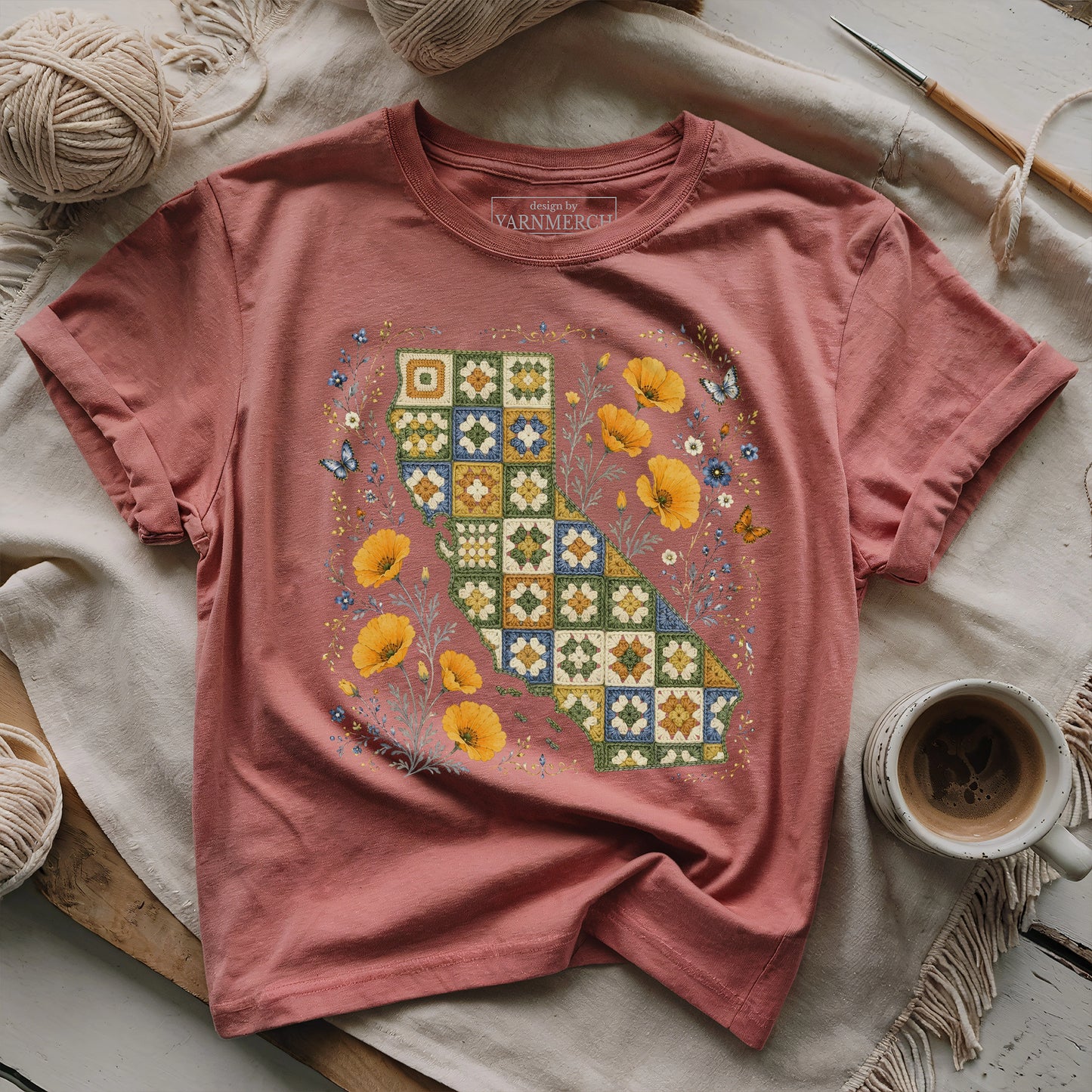 California In Granny Squares T-shirt