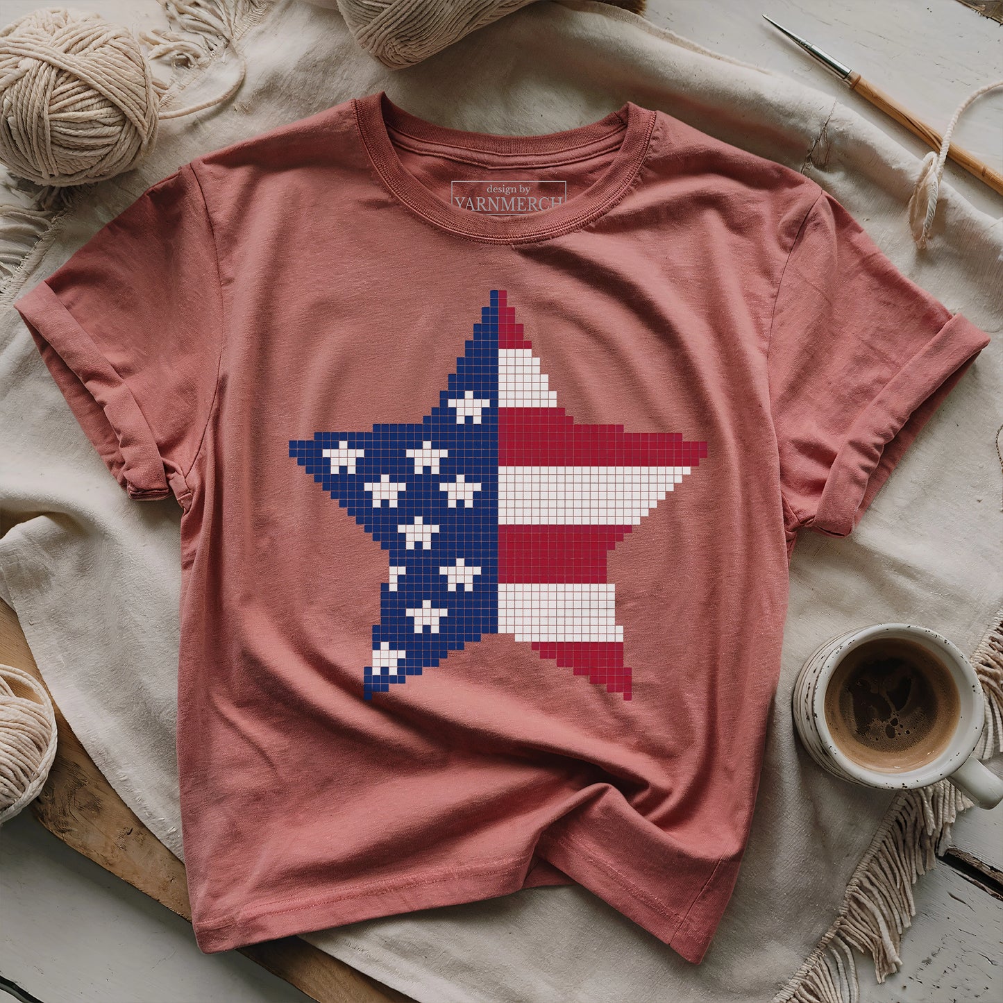 USA Star Knitting Chart T-shirt
