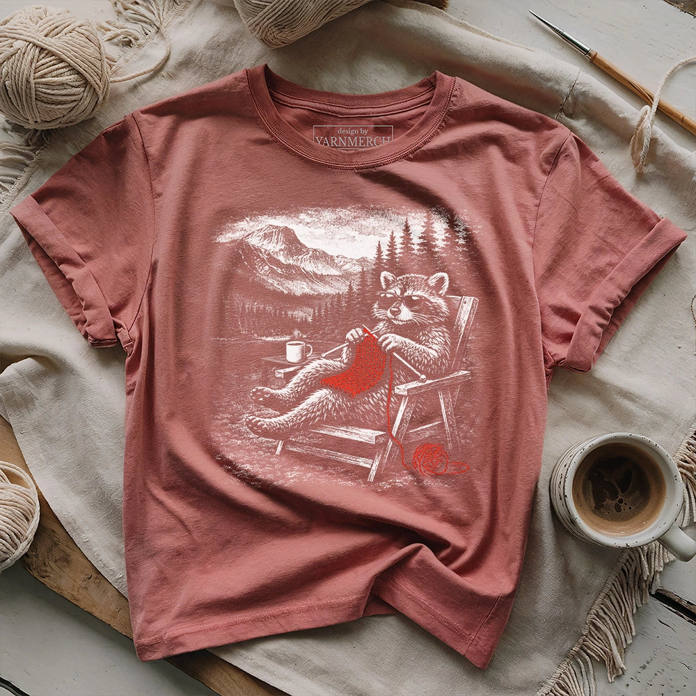 Knitting Retreat Racoon T-shirt
