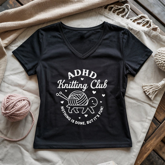 ADHD Knitting Club Lady V-neck