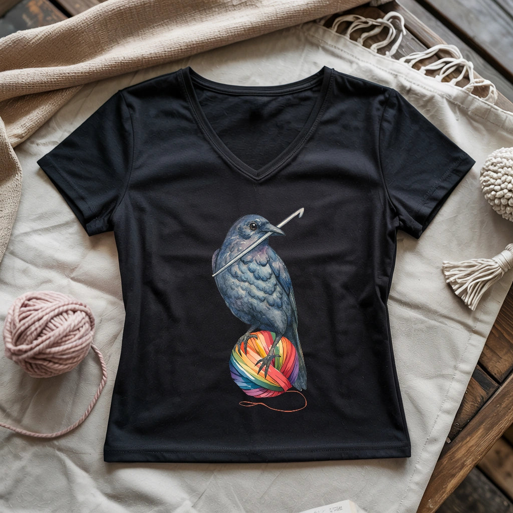 Crochet Crow Lady V-neck