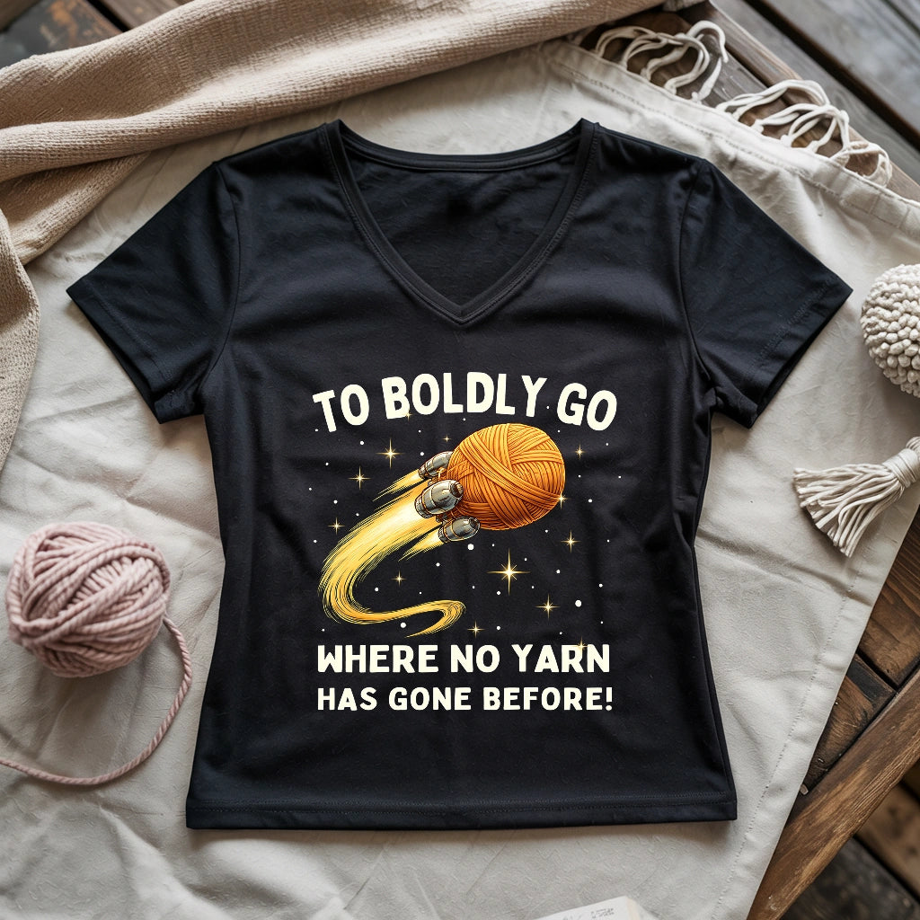 To Boldly Yarn Lady V-neck