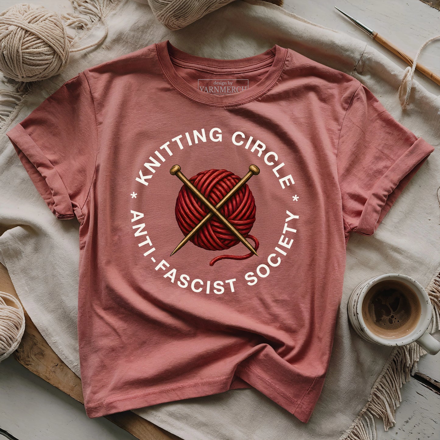 Knitting Social Anti Fascist T-shirt