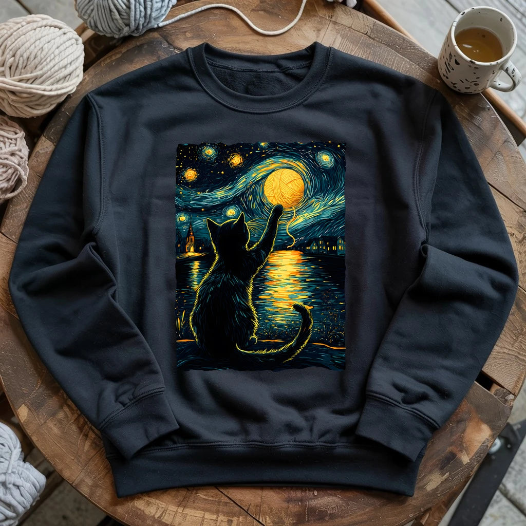 Starry Night Yarn Cat Sweatshirt