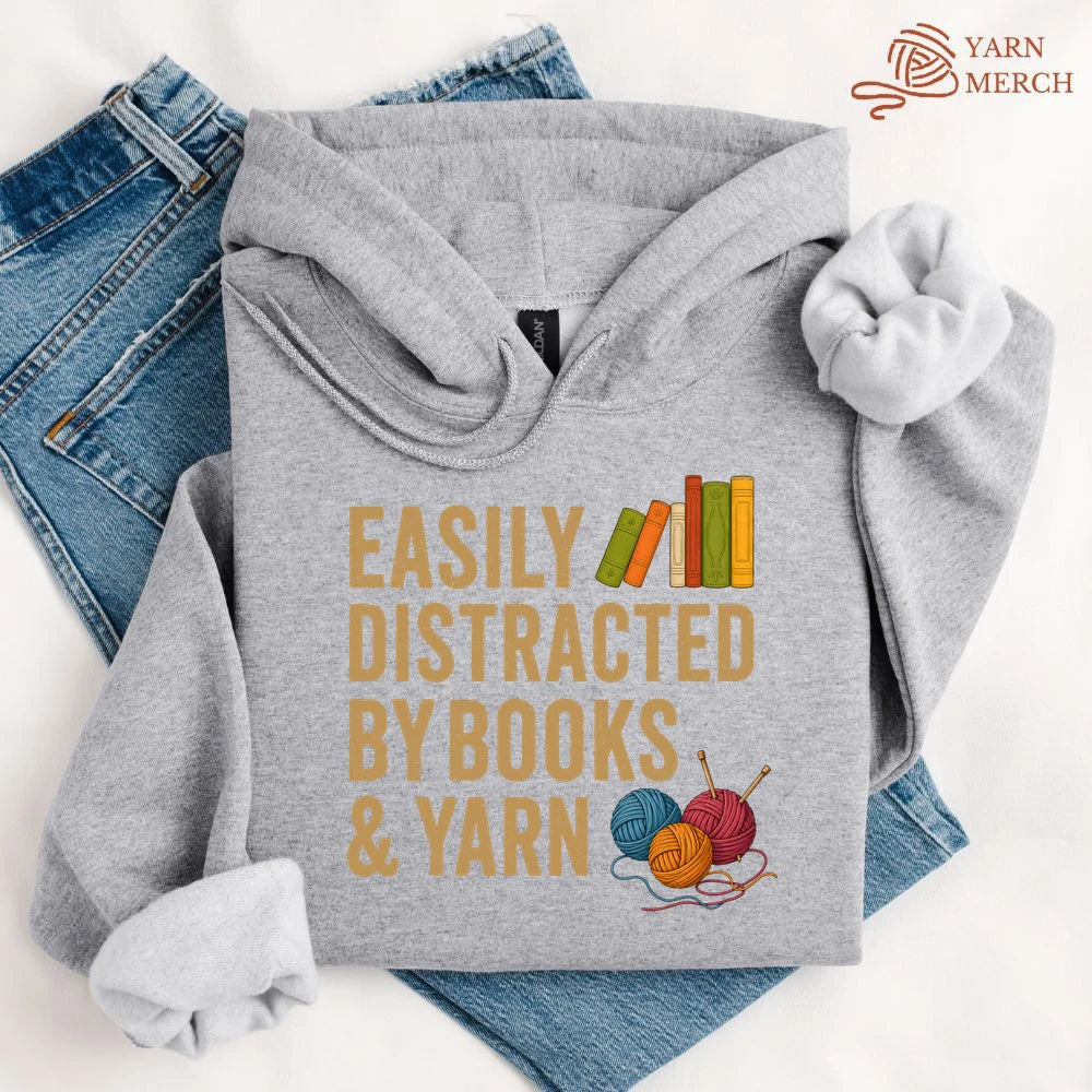 Easily Distracted by Books & Yarn Hoodie