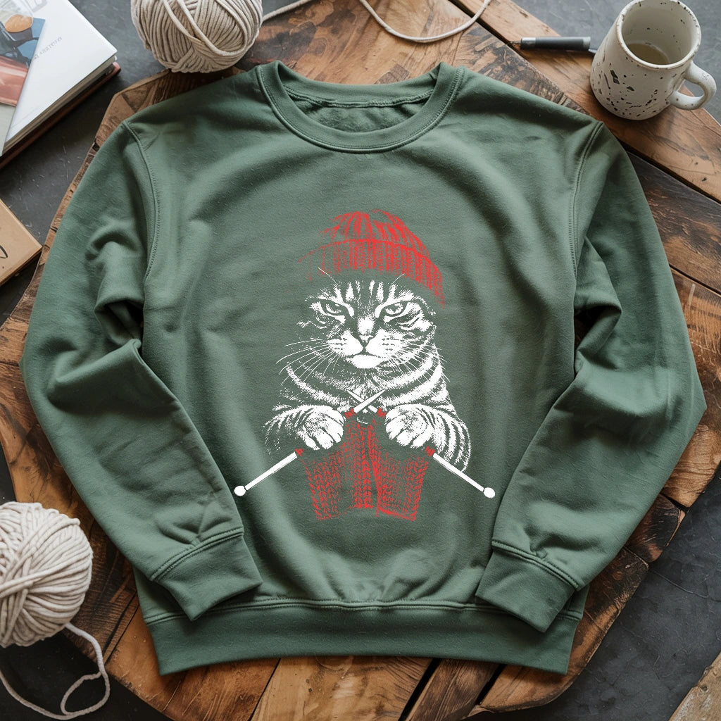 Vintage Knitting Cat Sweatshirt