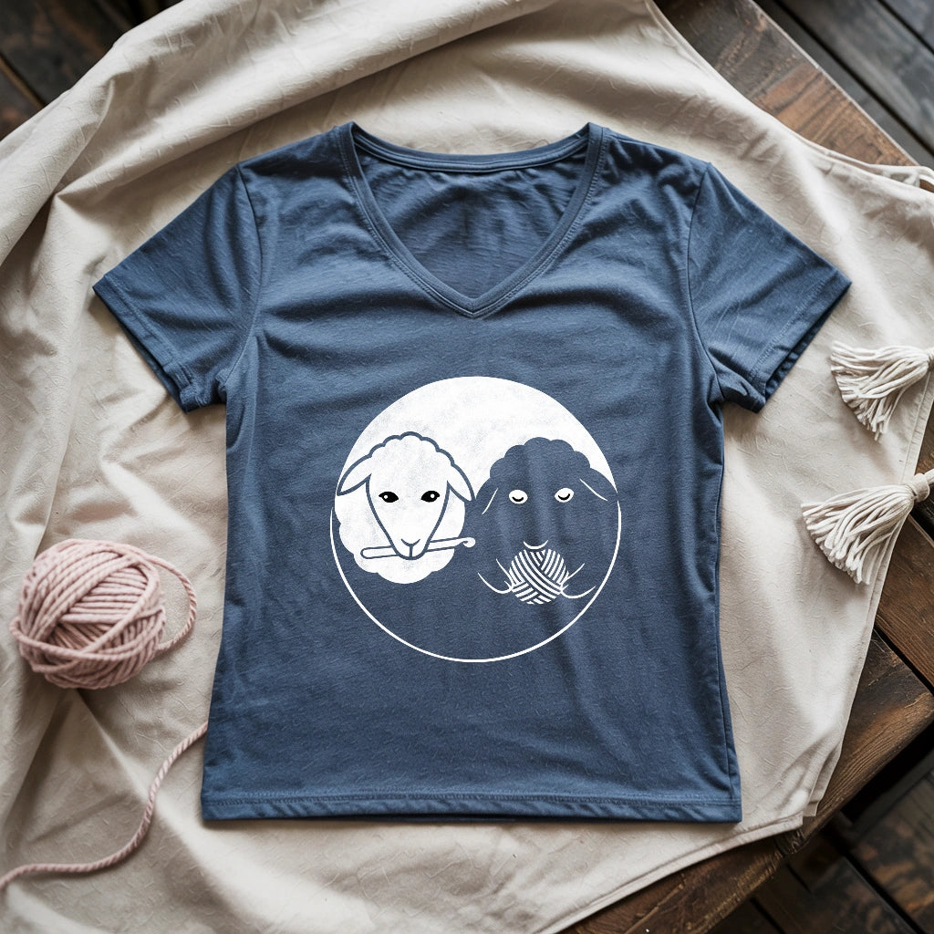 Black & White Sheeps Lady V-neck