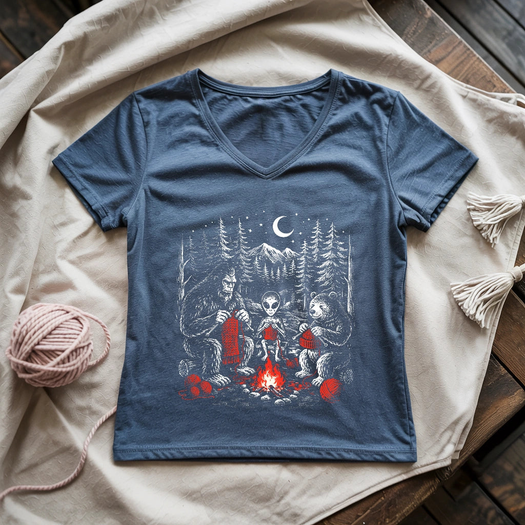 Campfire Vintage Knitting Lady V-neck