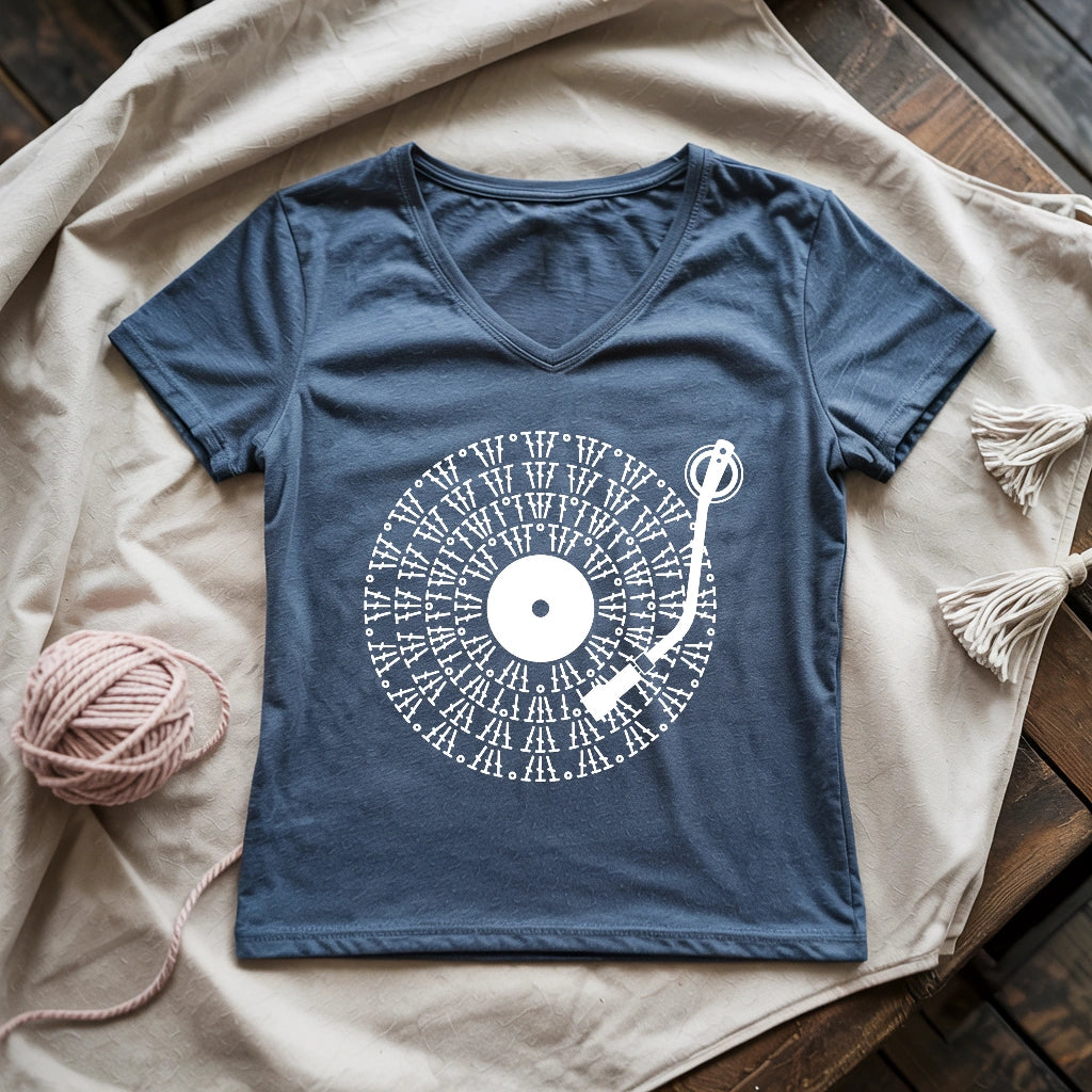 Vinyl Chart Lady V-neck