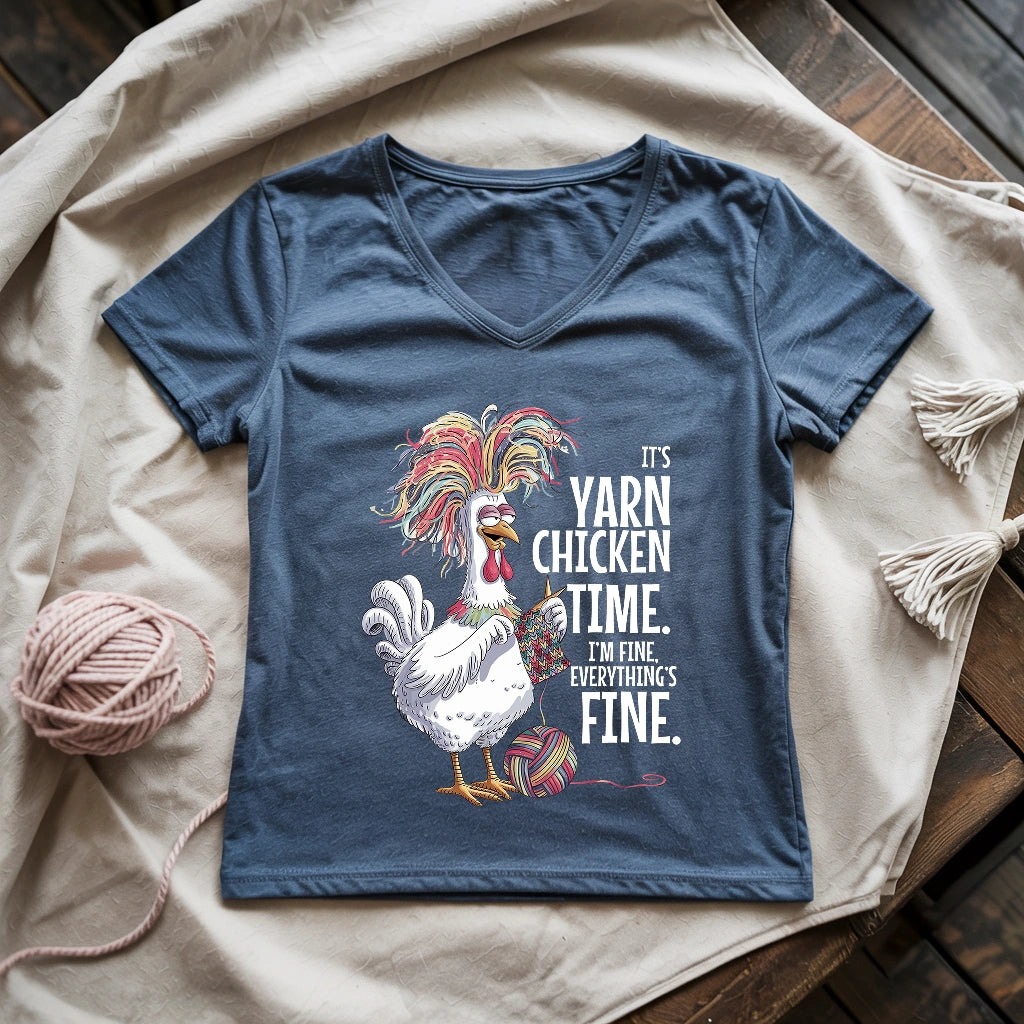 Yarn Chicken Time Lady V-neck