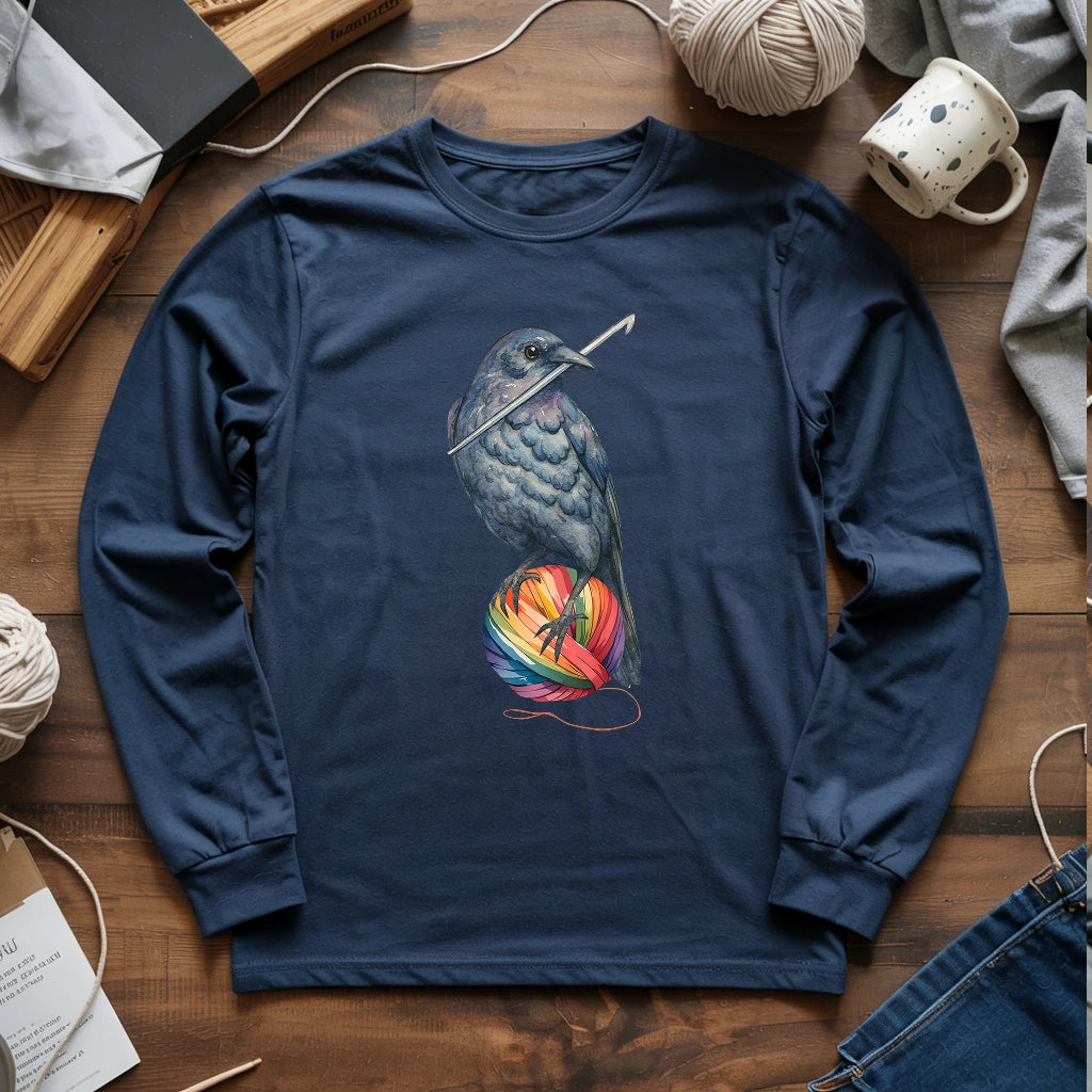 Crochet Crow Long Sleeve T-shirt