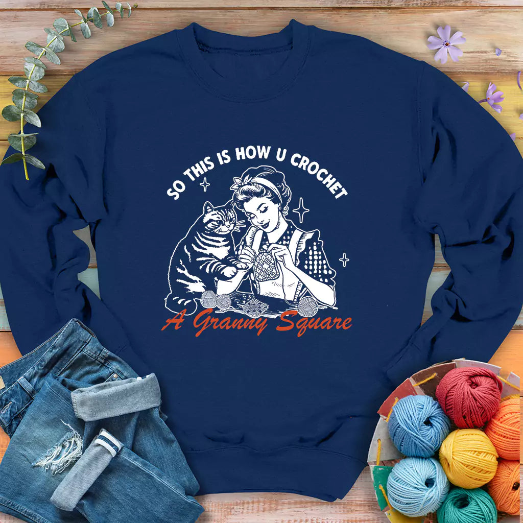 Purrfect Granny Square Sweatshirt