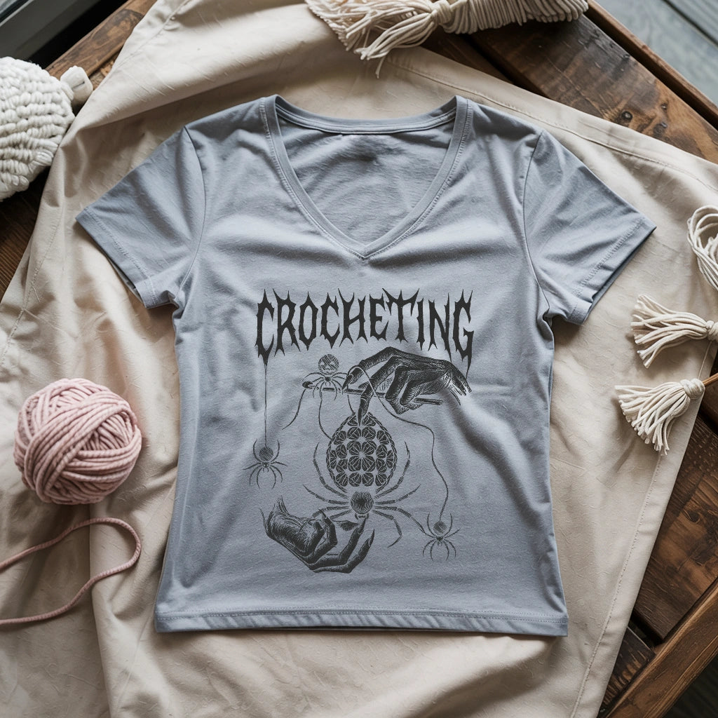 Gothic Crocheter Lady V-neck