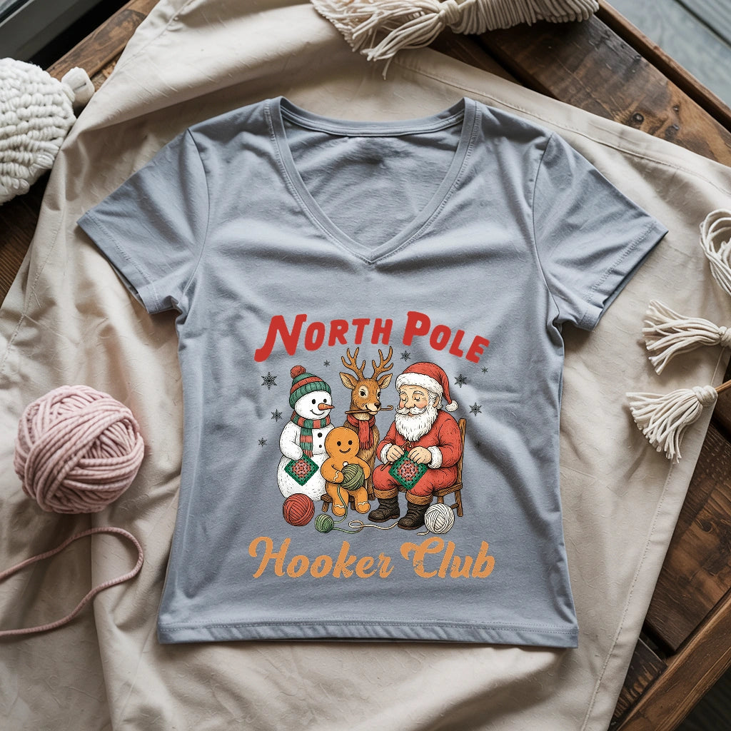 North Pole Crochet Club Lady V-neck