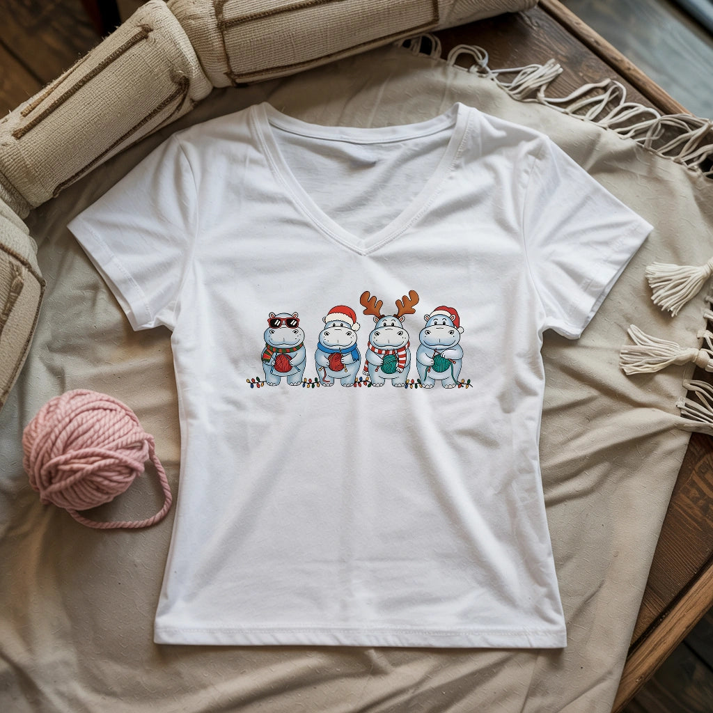 Hippo Knitmas Lady V-neck
