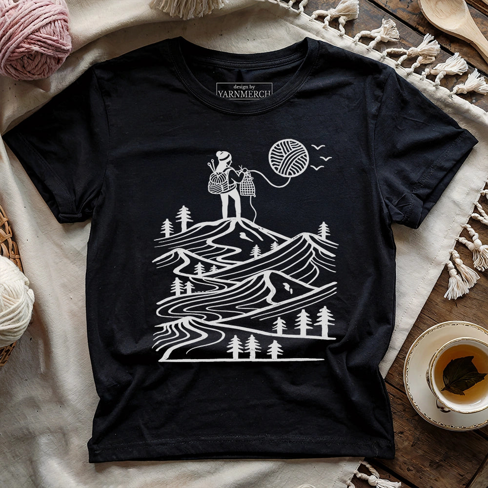 A Camper Knitting The Sun T-shirt