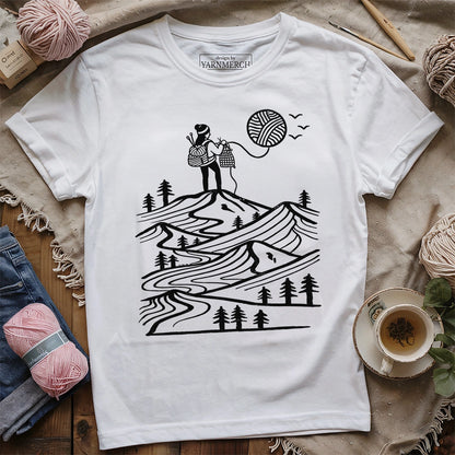 A Camper Knitting The Sun T-shirt
