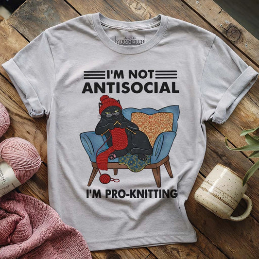 Antisocial Knitting Cat T-shirt