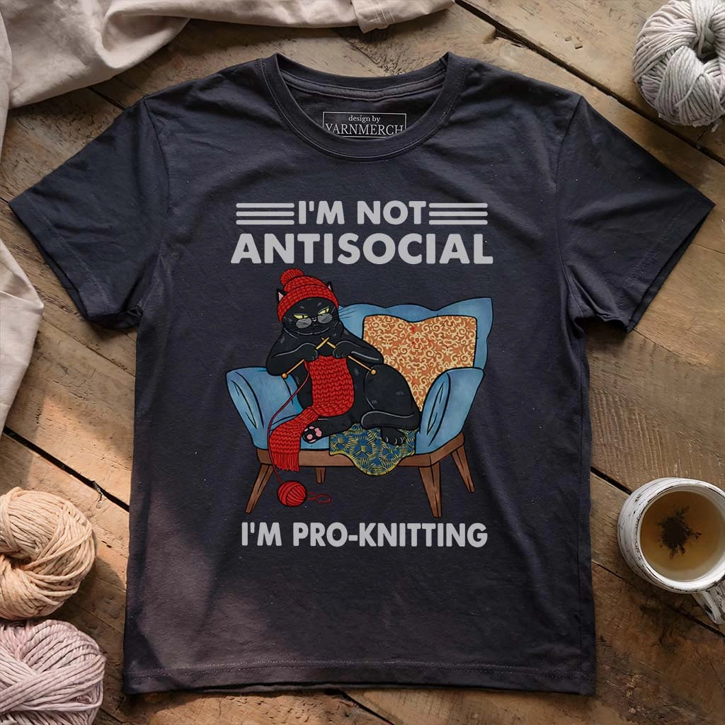 Antisocial Knitting Cat T-shirt