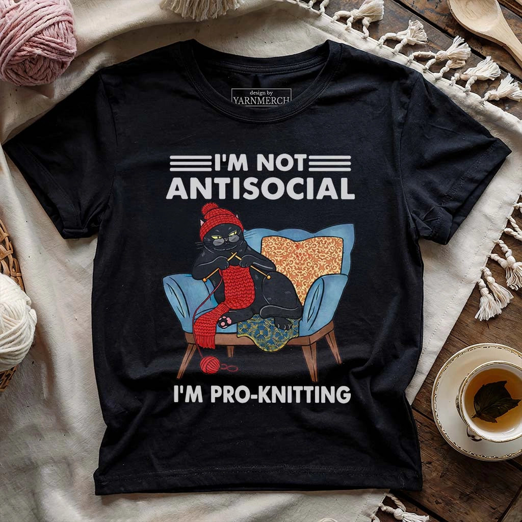 Antisocial Knitting Cat T-shirt