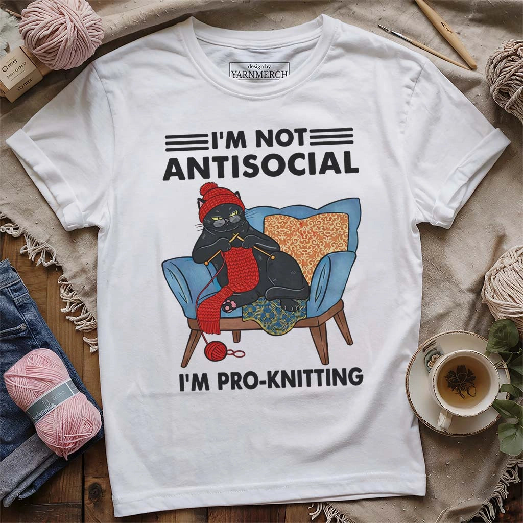 Antisocial Knitting Cat T-shirt