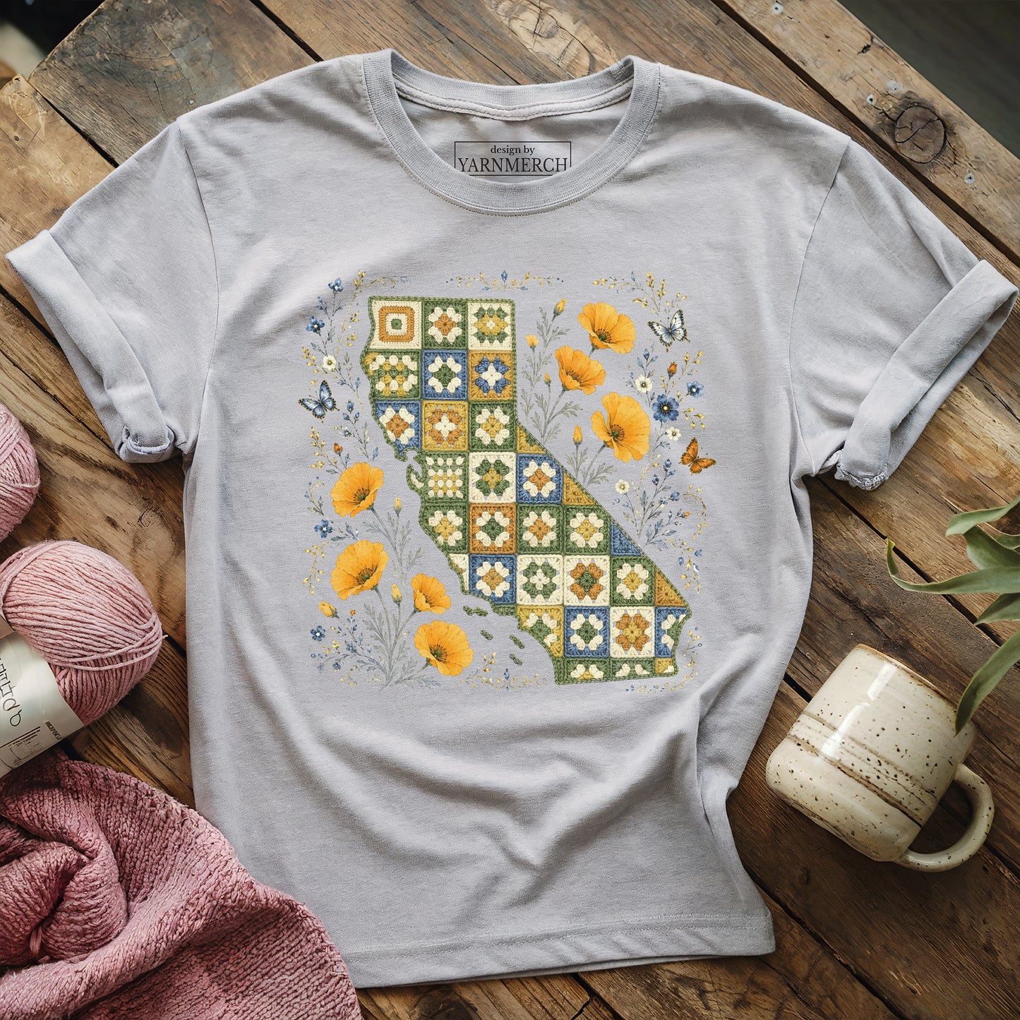 California In Granny Squares T-shirt