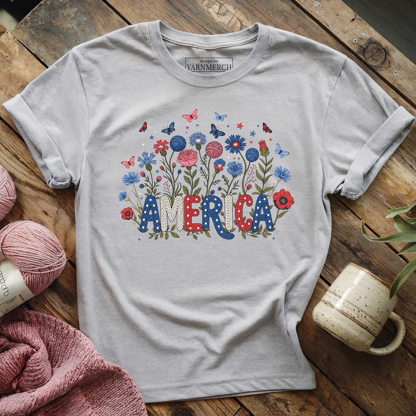 Floral America Yarn T-shirt