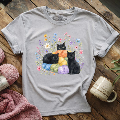I Like Yarn, Flowers And. Three Cats T-shirt