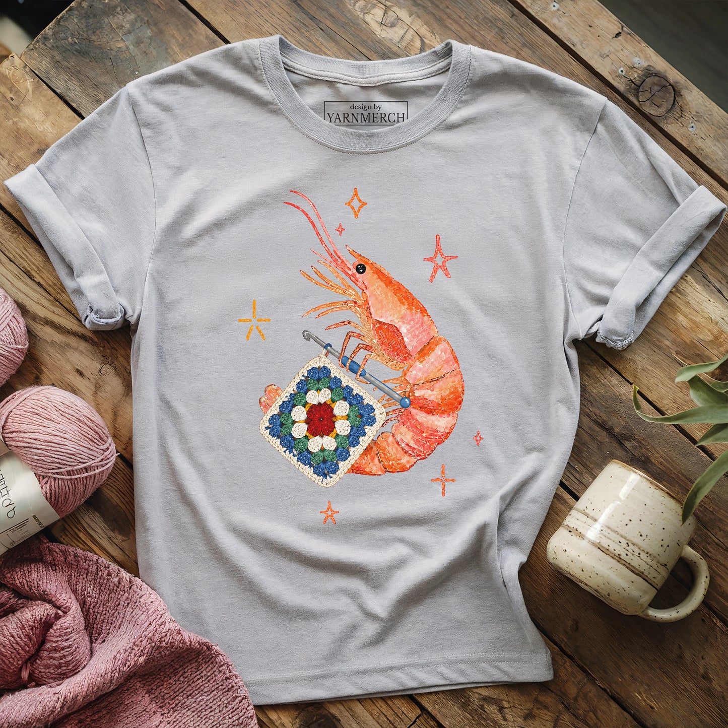 Shrimp Crocheting Mode On T-shirt
