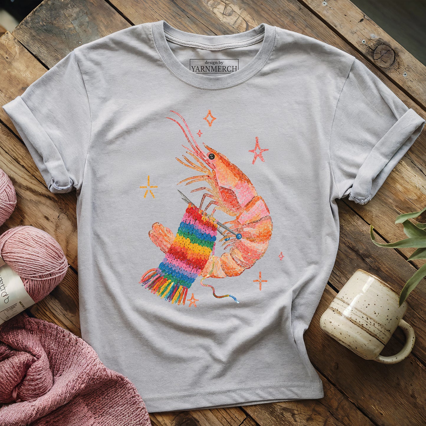 Shrimp Knitting Mode On T-shirt