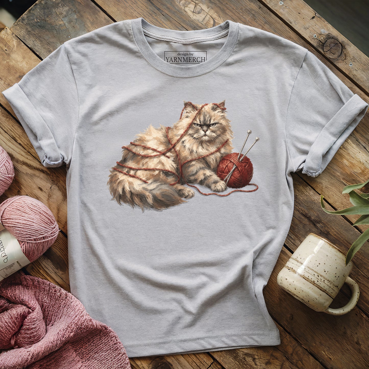 Tangled Cat Knitting T-shirt