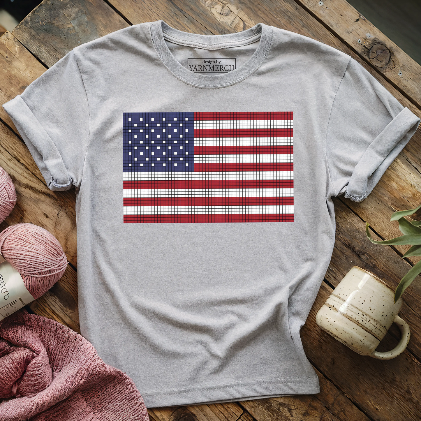 USA Flag Knitting Chart T-shirt