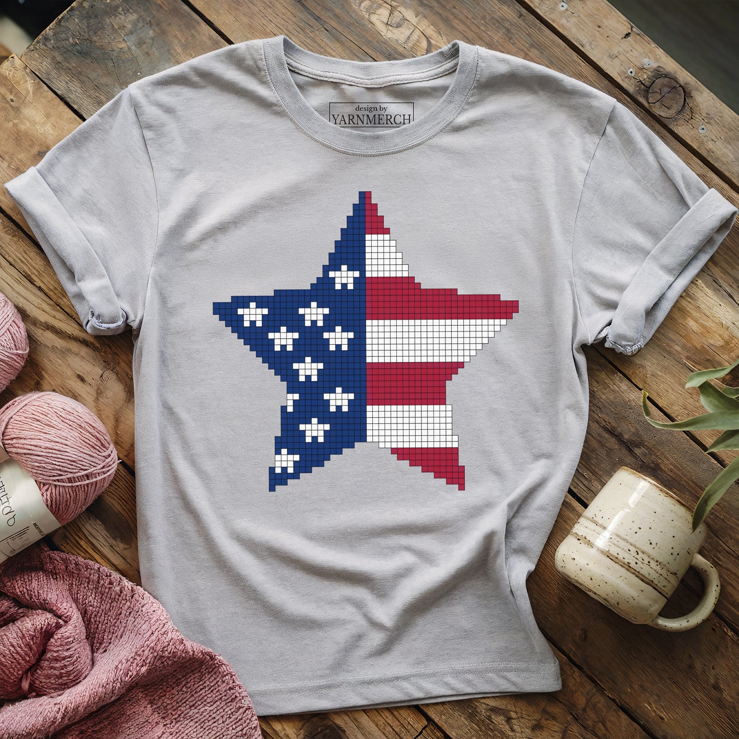 USA Star Knitting Chart T-shirt