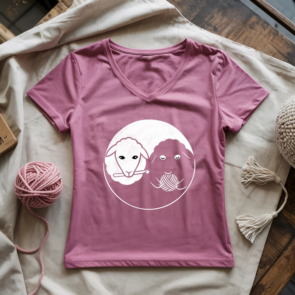 Black & White Sheeps Lady V-neck