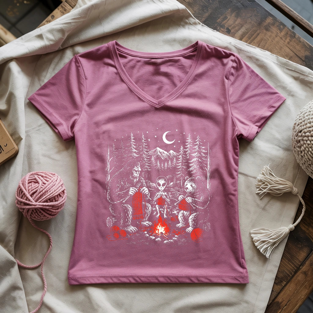 Campfire Vintage Knitting Lady V-neck
