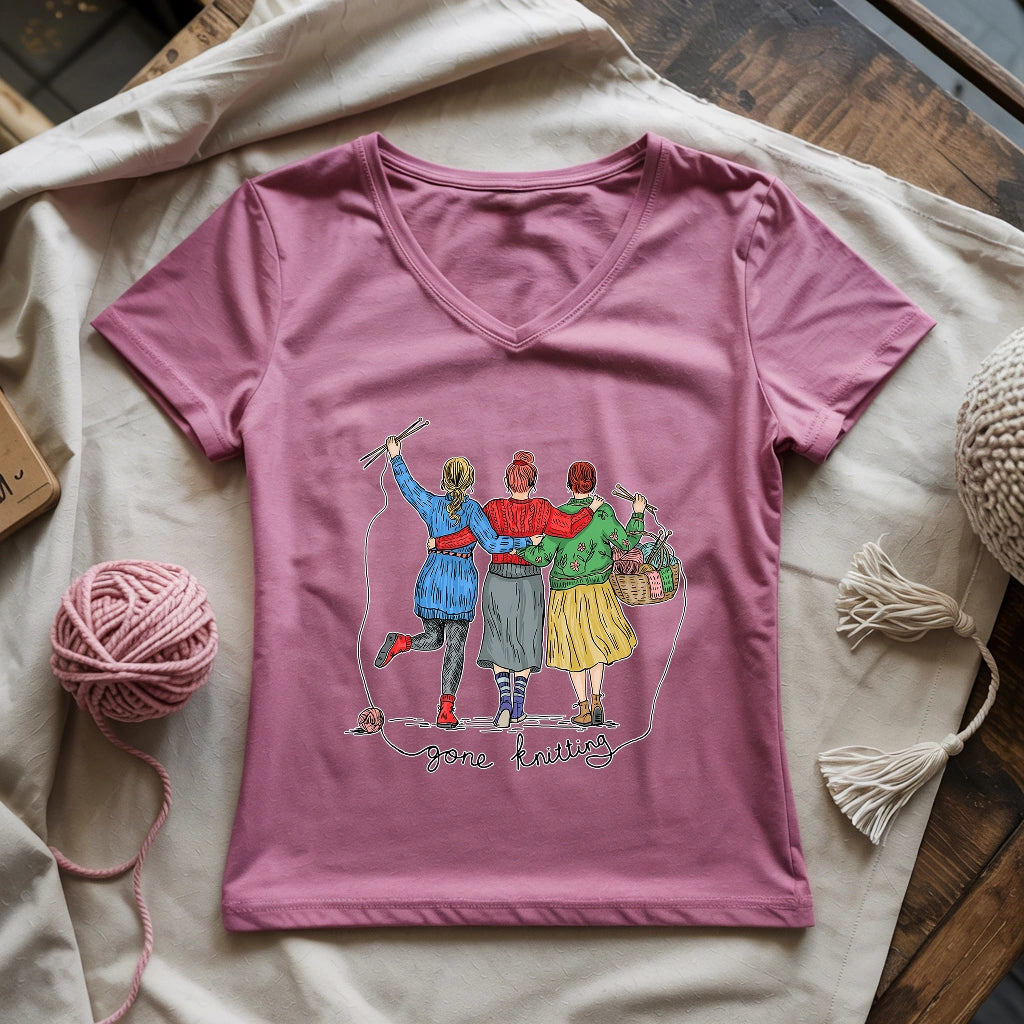 Girls Gone Knitting Lady V-neck