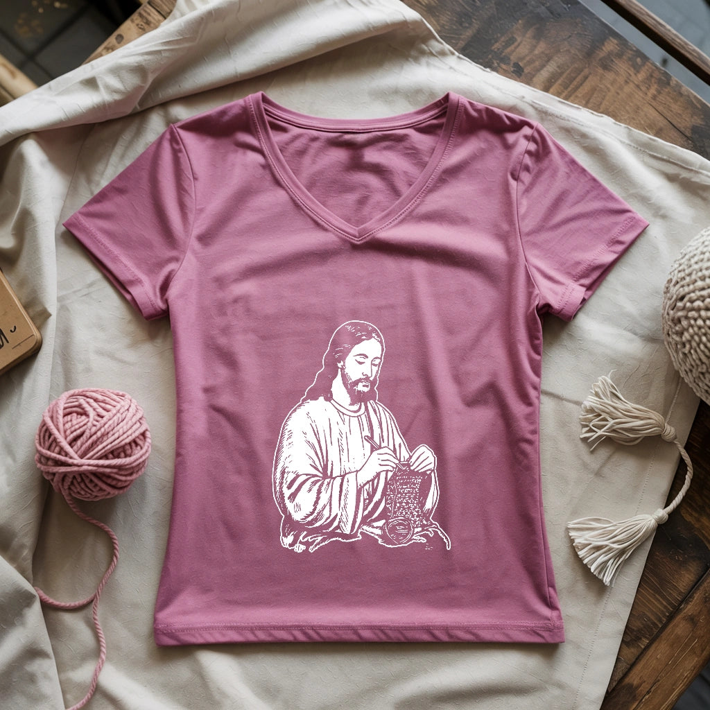 Jesus Crochet Lady V-neck
