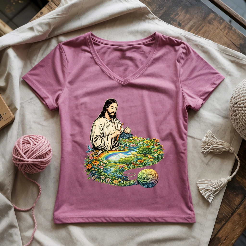 Jesus Crochet Life Lady V-neck
