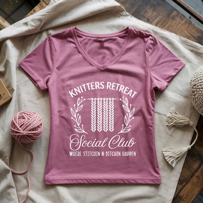 Knitters Retreat Social Club Lady V-neck