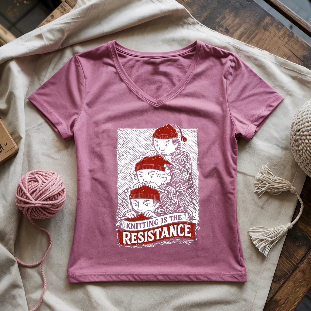 Knitting Is The Resistance Lady V-neck