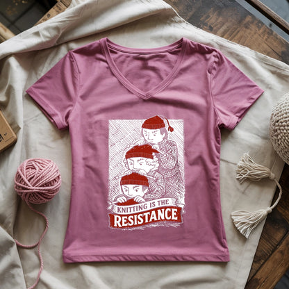 Knitting Is The Resistance Lady V-neck