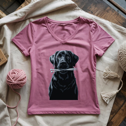 Labrador With Needles Lady V-neck