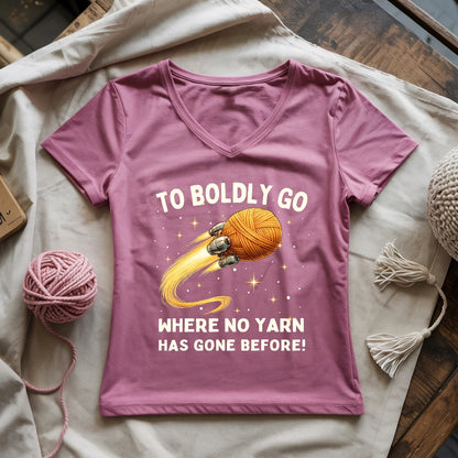 To Boldly Yarn Lady V-neck