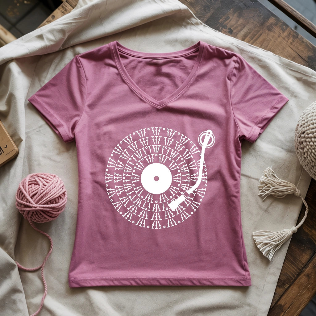 Vinyl Chart Lady V-neck