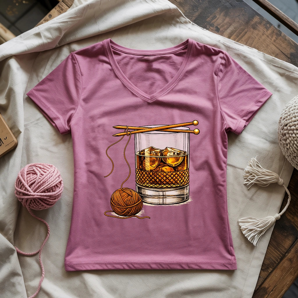 Whiskey And Yarn Lady V-neck