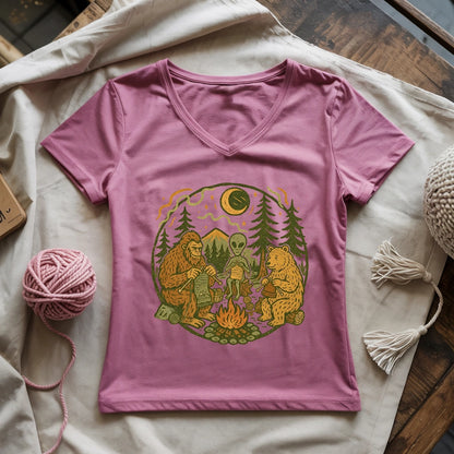 Campfire Knitting Friends Lady V-neck